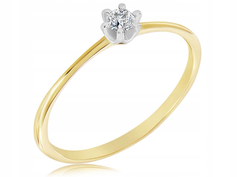 Prstýnek ze zlata 585 s diamantem r14, klasický model 14kt