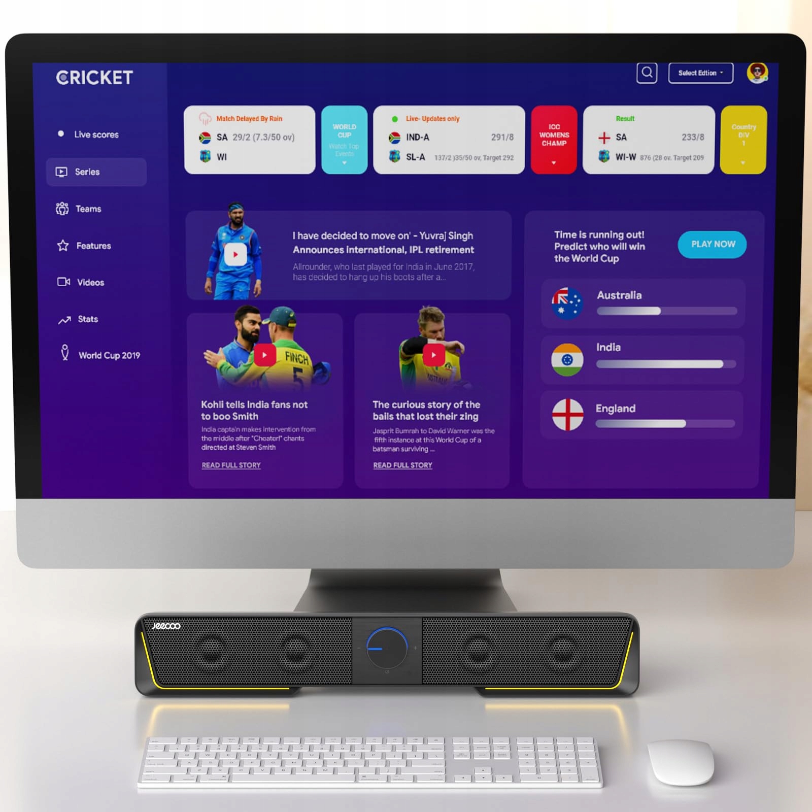 JECOO A40 Głośniki Komputerowe USB Bluetooth Czarny Soundbar PC — miniatura 4