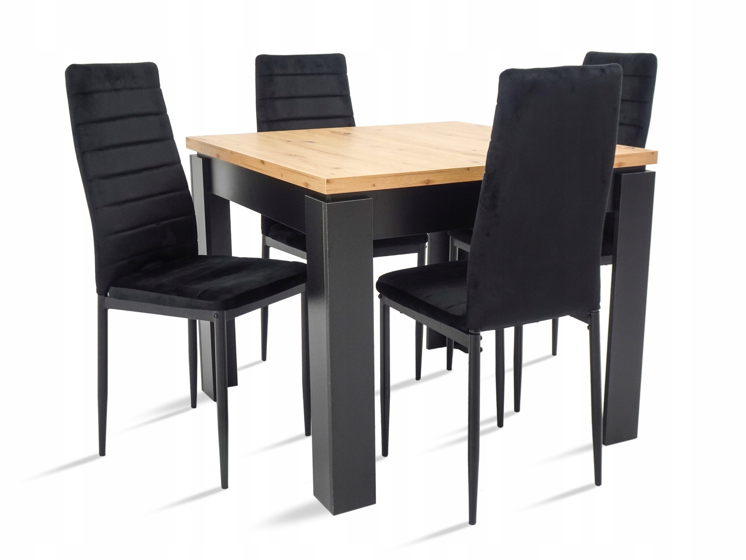

Stół 90x90/120 cm artisan 4 krzesła czarne loft