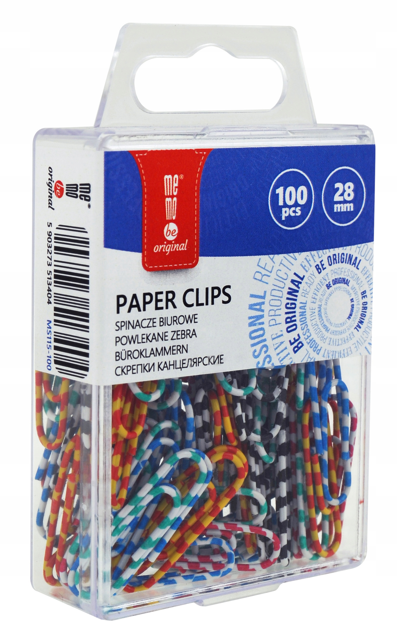 

Spinacze powlekane zebra 28 mm MemoBe 100 szt.