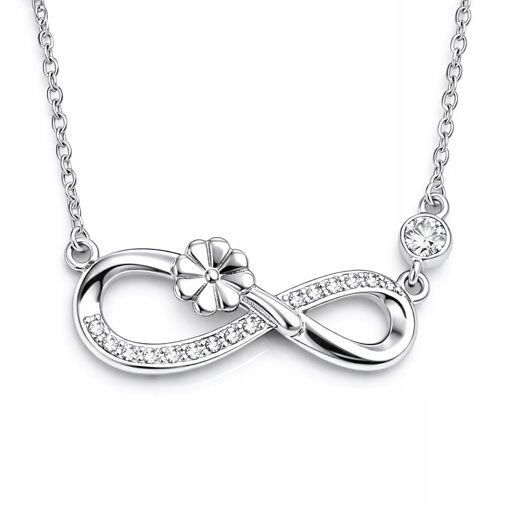 Naszyjnik damski srebro znak nieskończoności koniczynka srebro 925