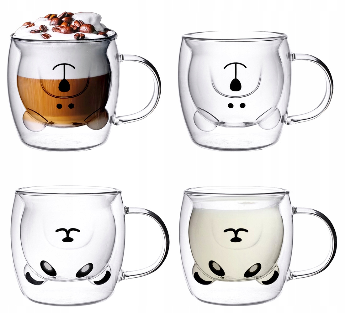 

Szklanki do latte 2x Kubek Termiczny Miś i Panda