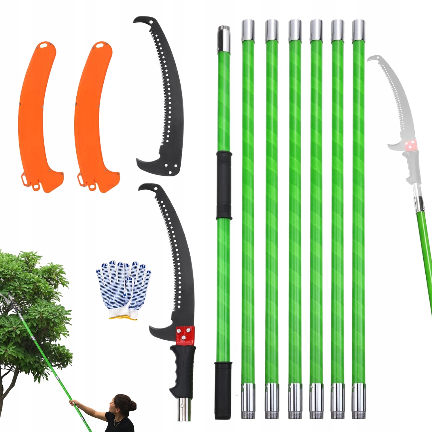 Teleskopická Pila Na Větve Stromů S Hákem 8 m Ruční Ocelová Silná Čepel