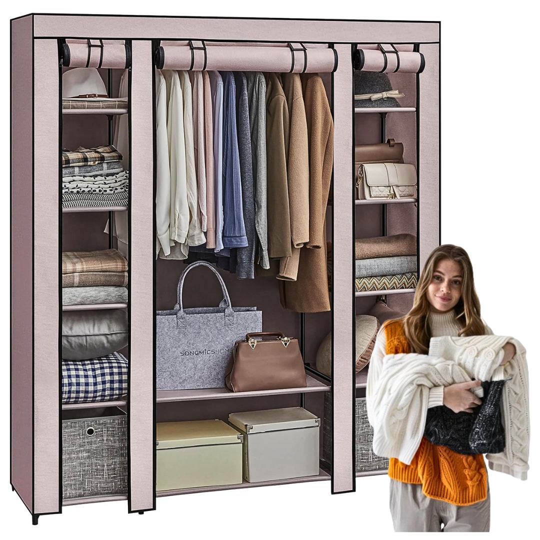 SZAFA NA UBRANIA Z DRĄŻKIEM 150x45x175 DO SYPIALNI GARDEROBY POKROWIEC