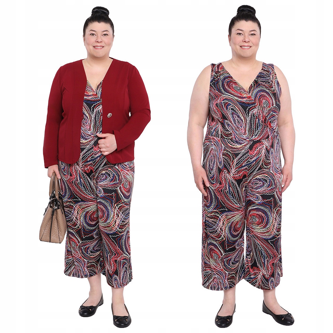 Kombinéza bez rukávů s barevnými vzory 54/56