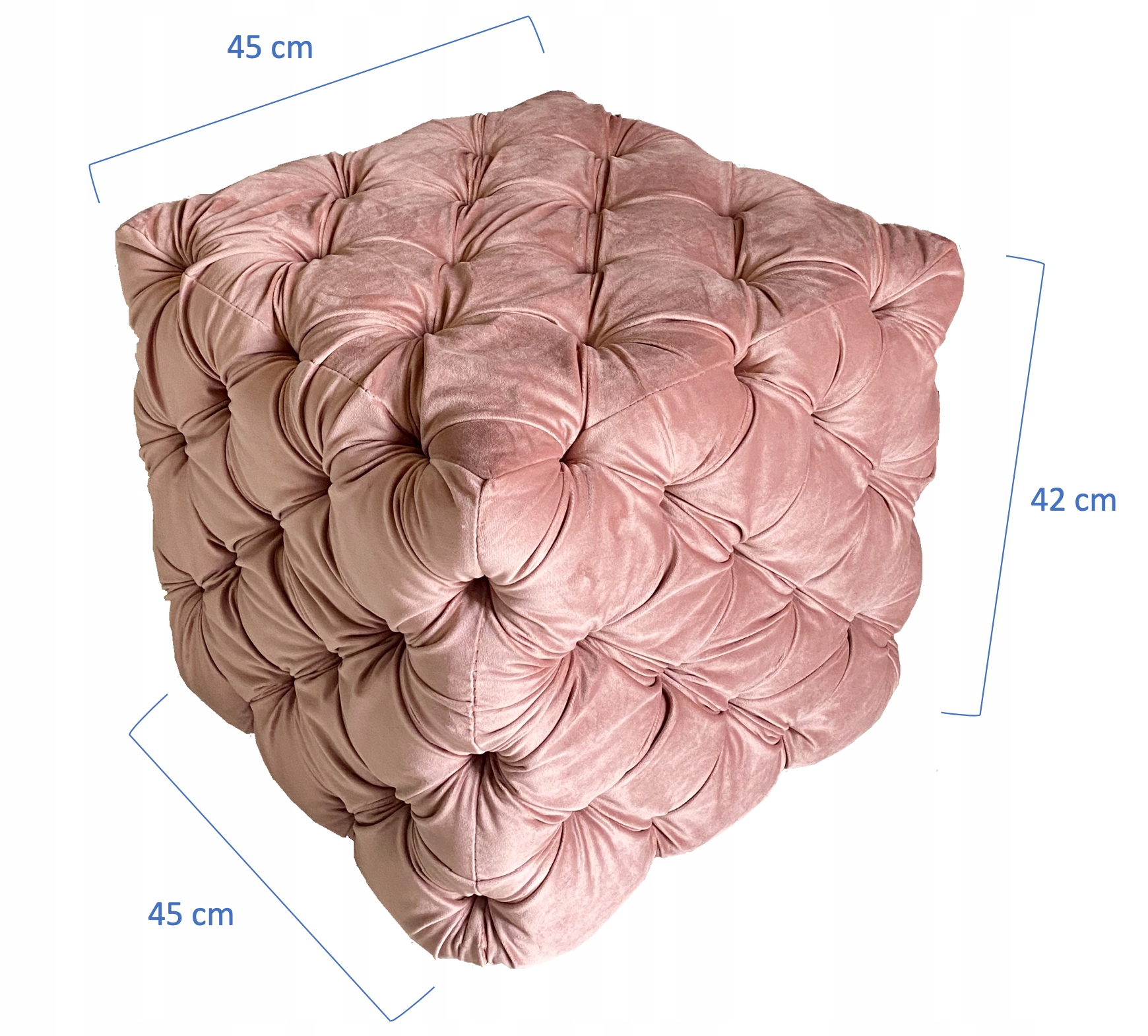 PUFA Kostka Kwadratowa Pikowana GLAMOUR do Salonu Głębokość mebla 45 cm