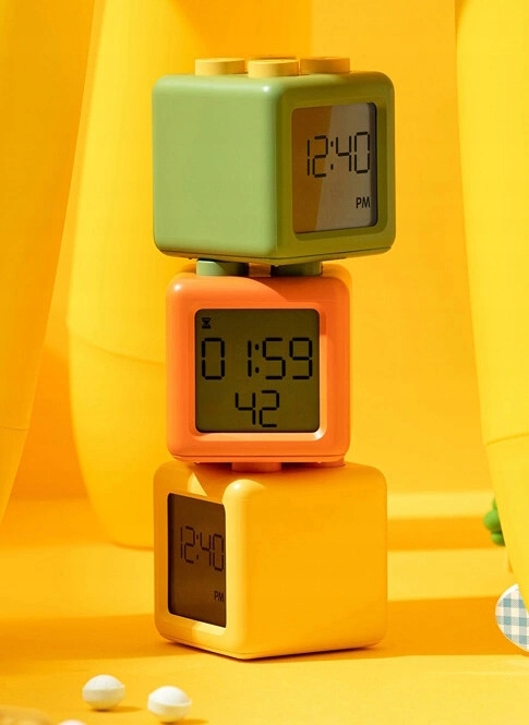 Budzik Elektroniczny Zegar Cyfrowy KLOCEK Żółty na baterie Ecolight Tarcza cyfrowa