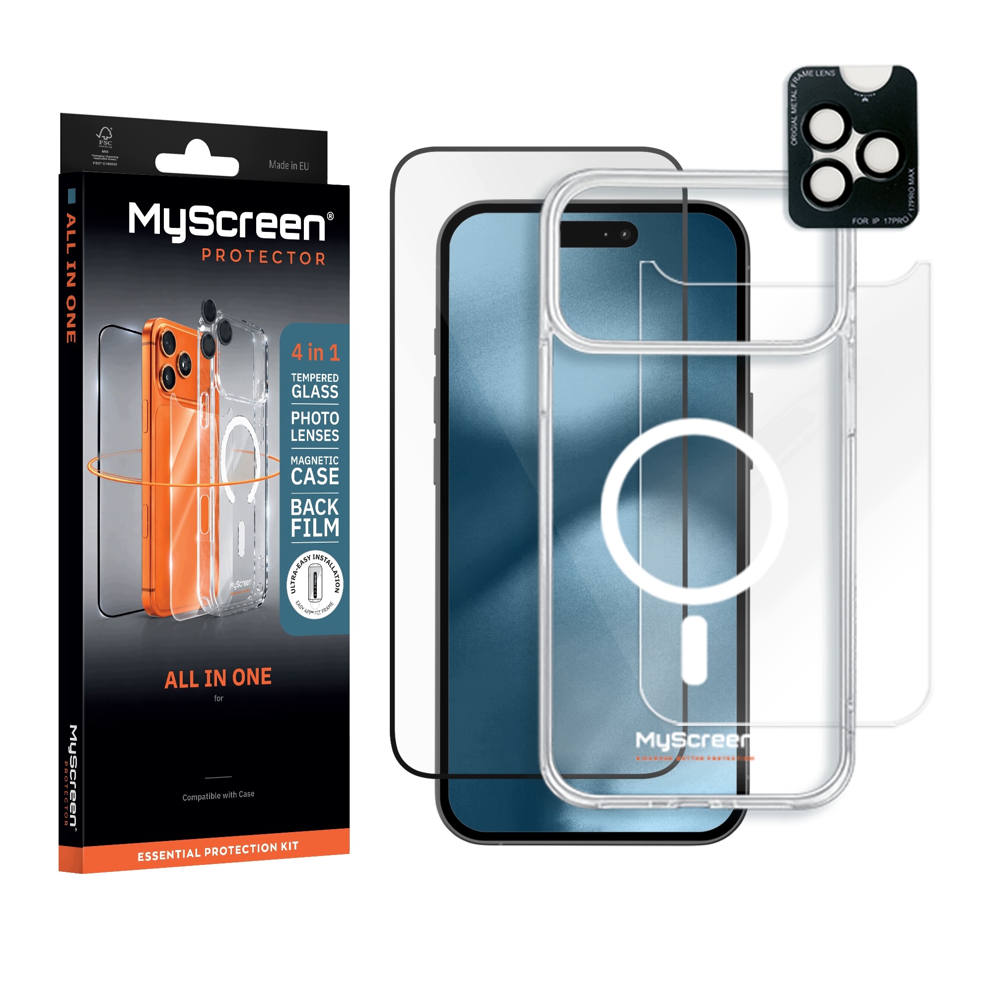 Ochranná sada pro iPhone 16 Pro MyScreen 4v1 Pouzdro Sklo Lens Fólie