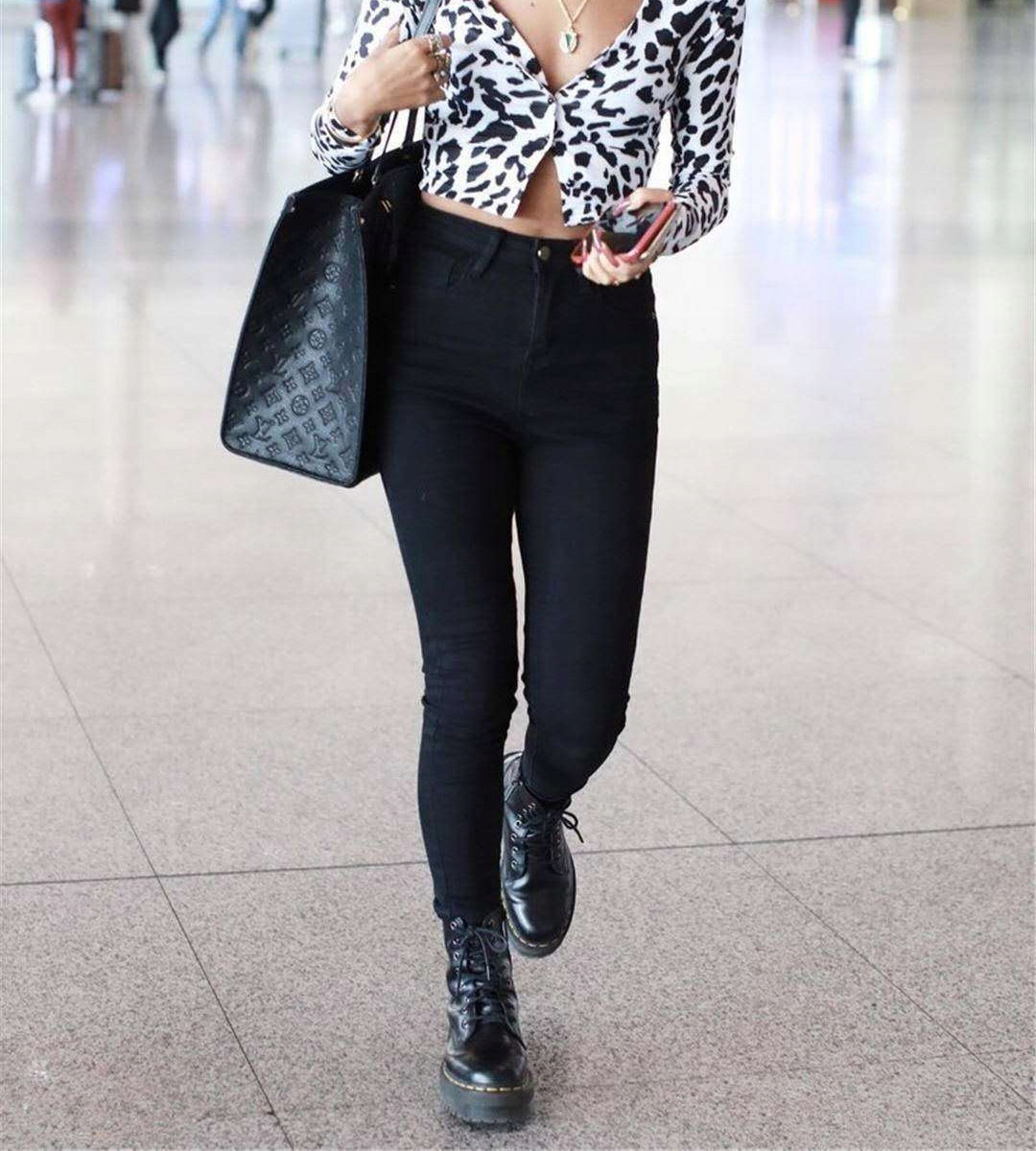 SPODNIE JEANS GOODIES CZARNE DAMSKIE RURKI Rozmiar 38