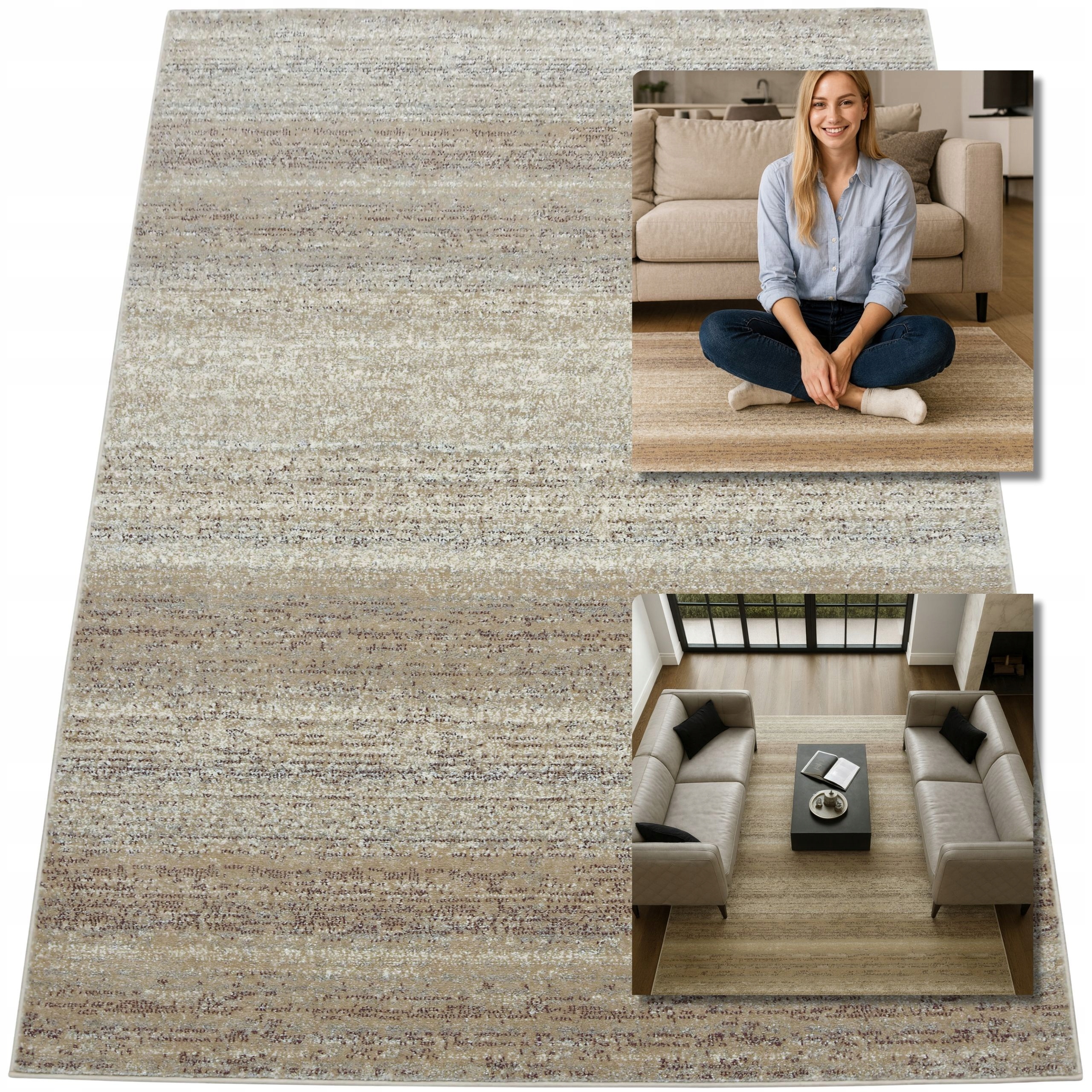 Moderní Koberec Módní Béžový Koberec Do Obývacího Pokoje Adventure Loft 13 mm 160 x 230