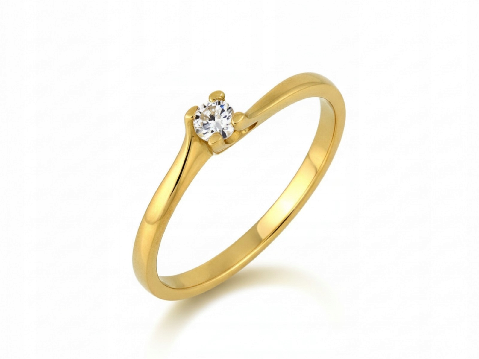 Zlatý prstýnek 585 s Bílou zirkonií 11r, elegantní vzor 14kt