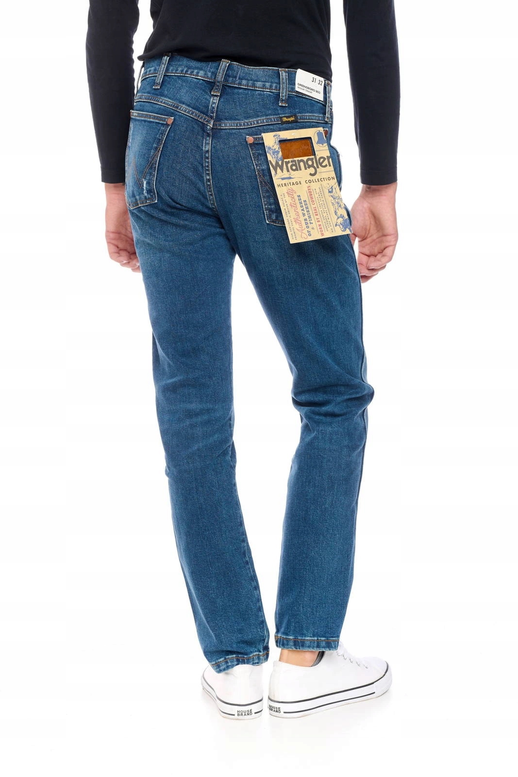 Pánské jednoduché džíny Wrangler Greensboro Dirty Green W15Q59307 31/34
