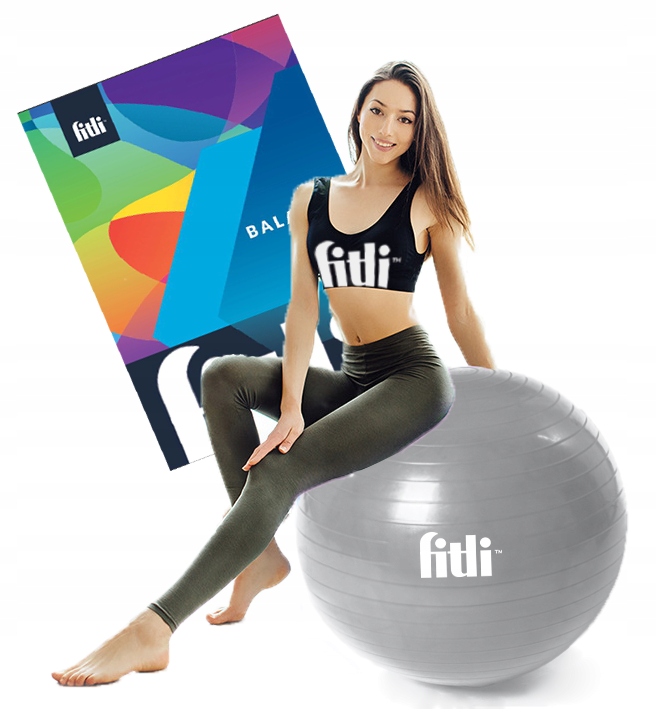 PIŁKA REHABILITACYJNA Gimnastyczna 55cm do ćwiczeń fitness ANTIBURST POMPKA Kolor dominujący odcienie szarości