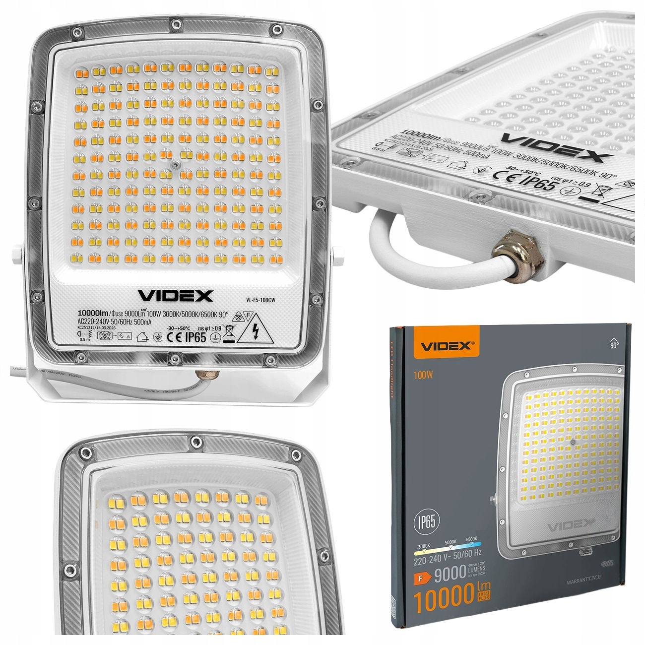 Led Reflektorová Lampa VIDEX-FLOOD-LED-F5-100W-CCT, Venkovní Reflektor