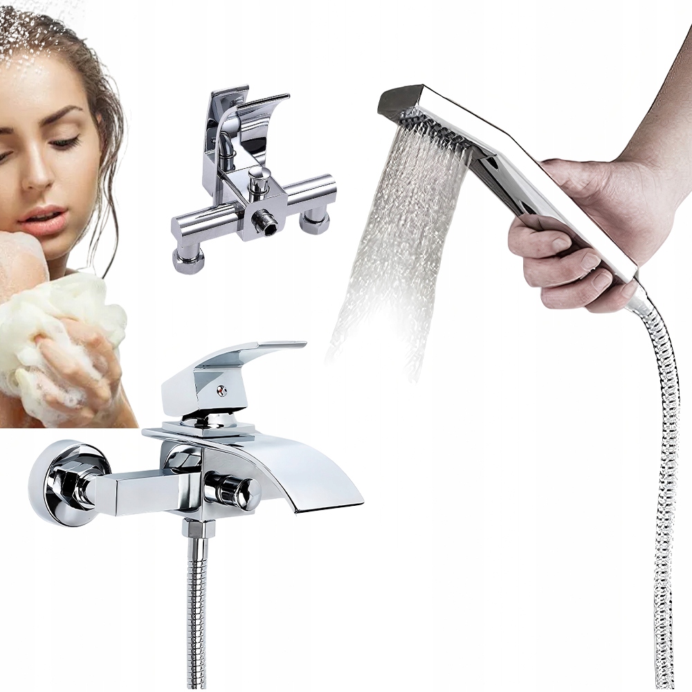 Vanová Baterie Stříbrná Ve Zdi Sprchová Sada G1/2 Hadice Sprchová Hlavice