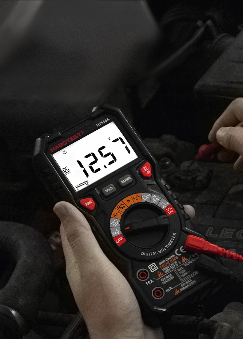 MULTIMETR RĘCZNY CYFROWY MIERNIK CIĄGŁOŚCI NAPIĘCIA RMS NCV WOLTOMIERZ LCD Kod producenta HT118A