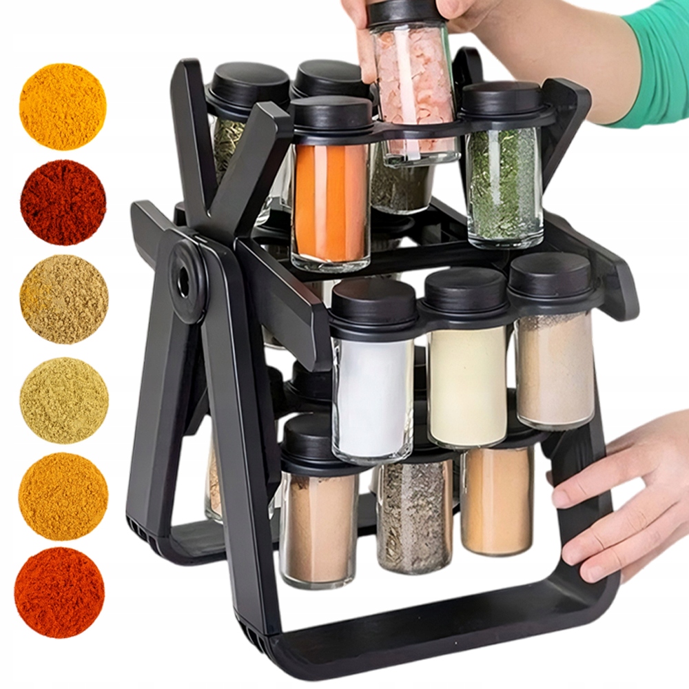 Nádoby Na Koření Otočný Stojan Na Kořenky 18 Skleniček Černý