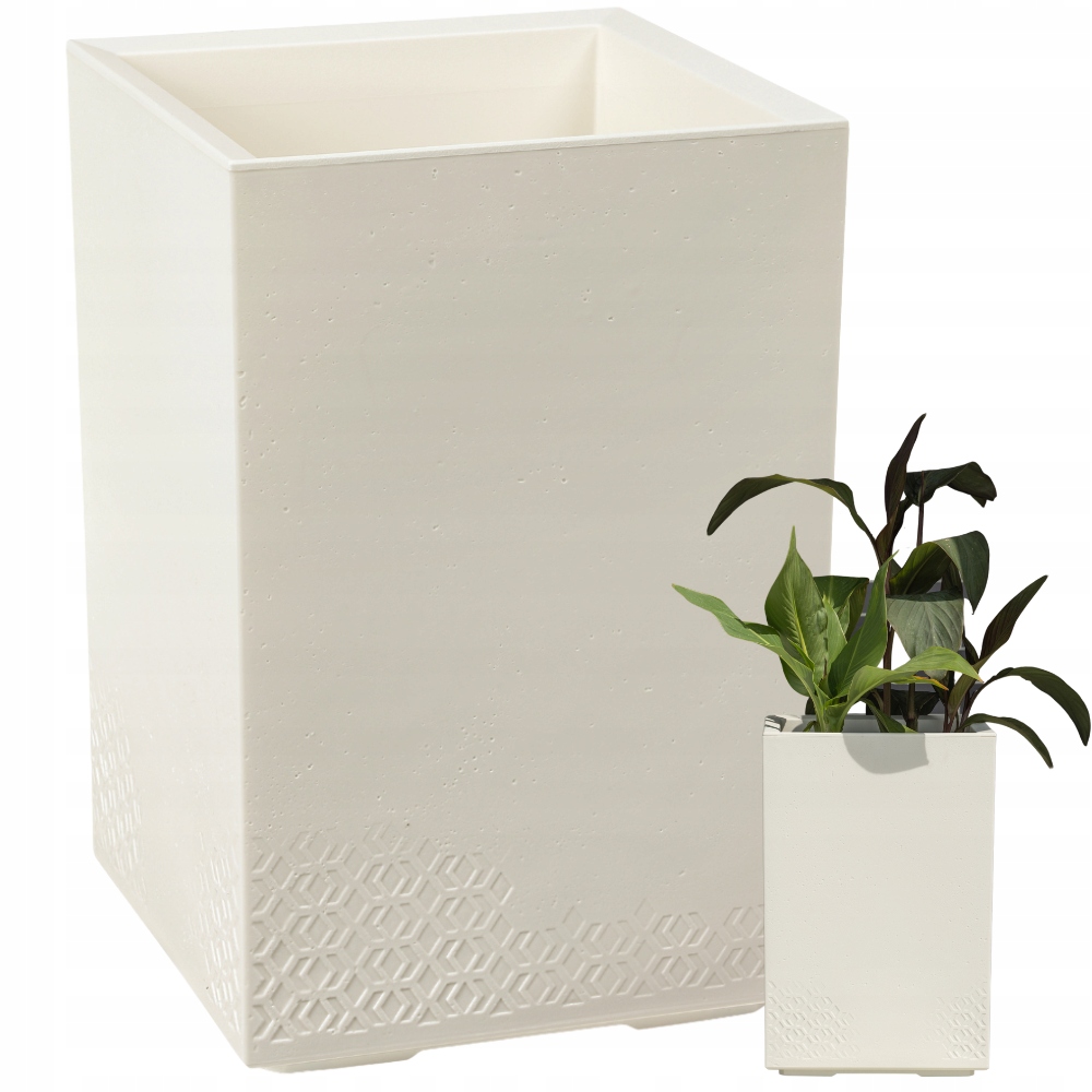 Donica Na Kółkach Karo Eco Recycled 60X40 Kremowy Wysoka