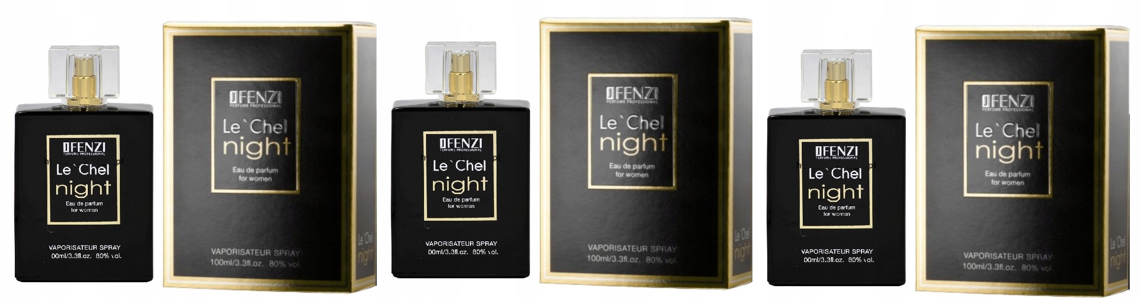 JFenzi Le'Chel Night Woman 3x100 ml parfémovaná voda pro ženy