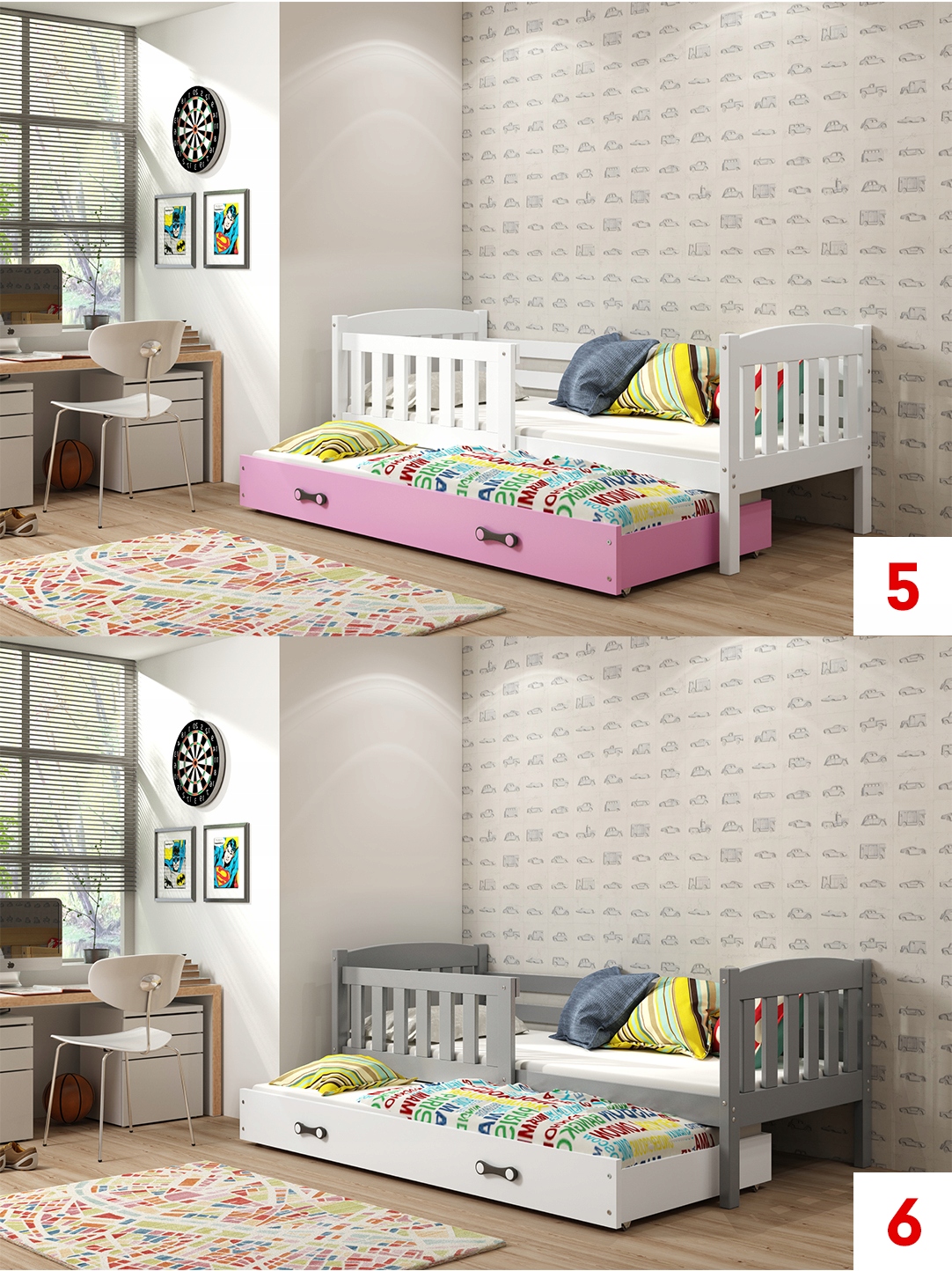 Łóżko piętrowe dla dwójki dzieci Kubuś 190x80 Kolekcja dwuosobowe