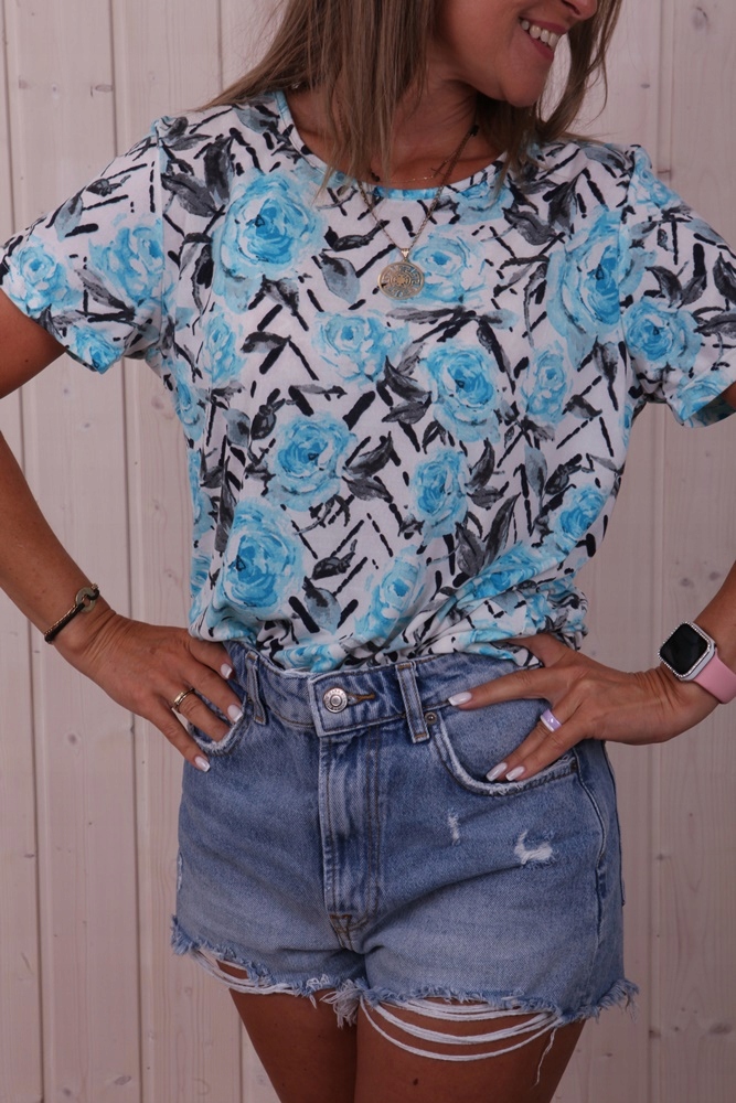 DELIKATNA BLUZKA LEKKA RÓŻYCZKI PRINT KOLORY *XL Materiał dominujący bawełna