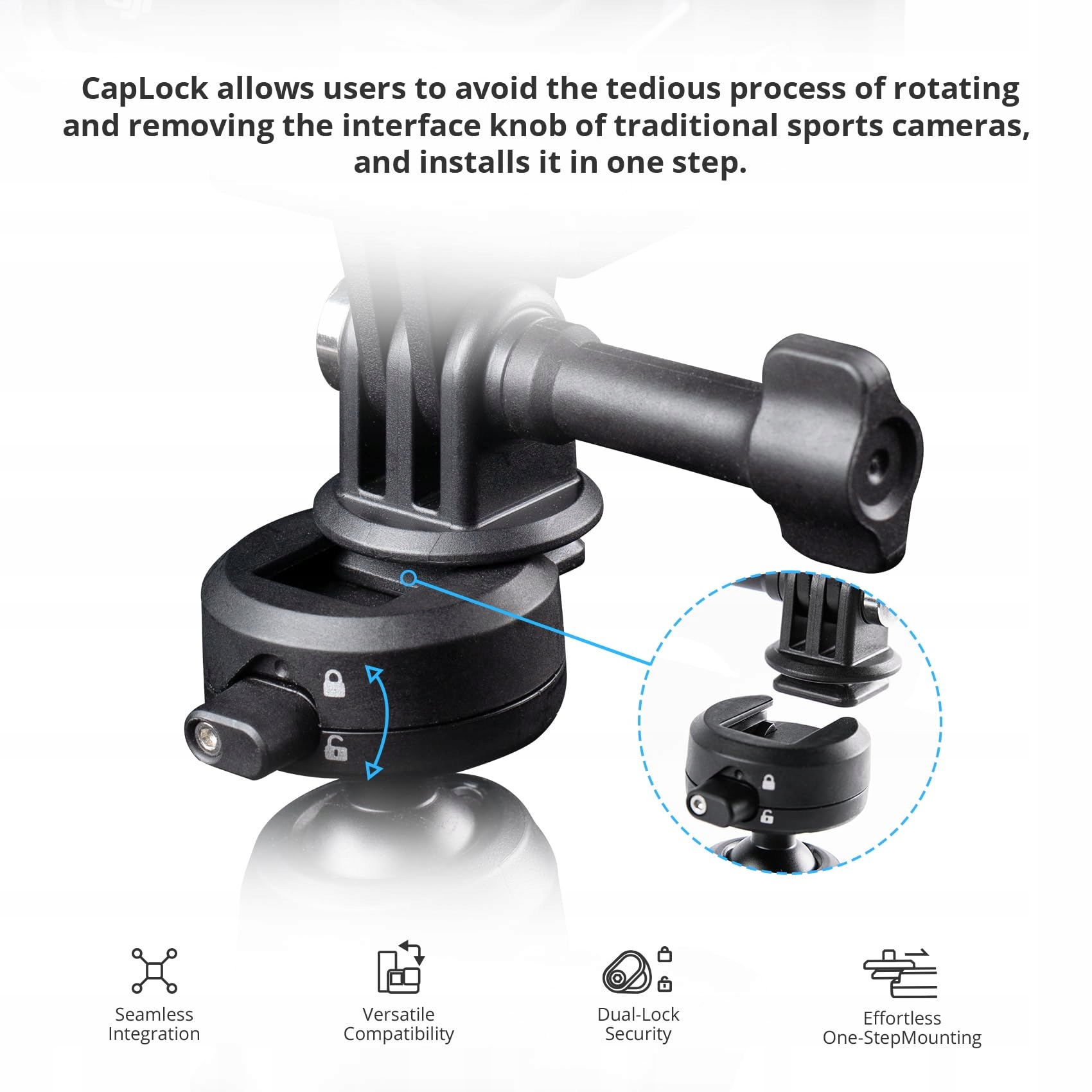 PGYTECH Uchwyt Rowerowy Motocyklowy Do DJI OSMO GoPro Insta360 1/4 Adapter — miniatura 2