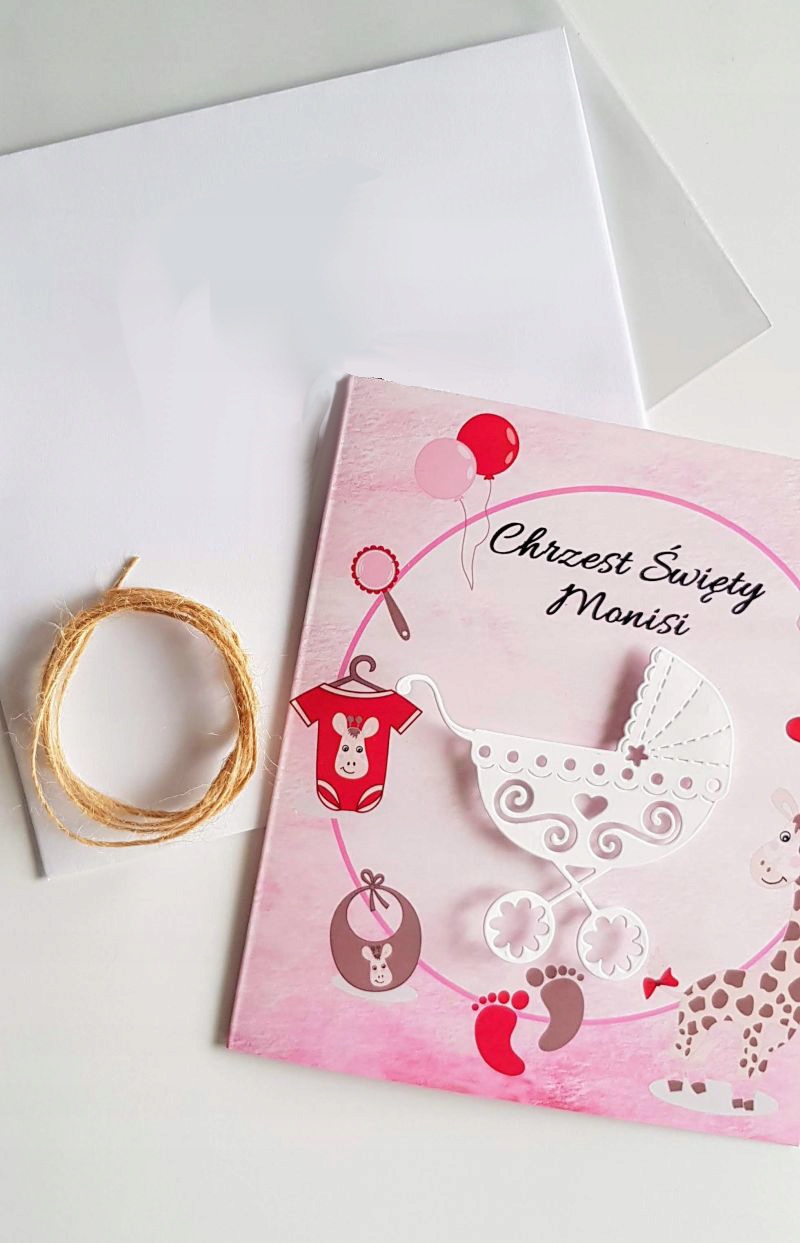 ZAPROSZENIA CHRZEST, CHRZCINY, ZABAWKI, 3D RÓŻ Marka bez marki