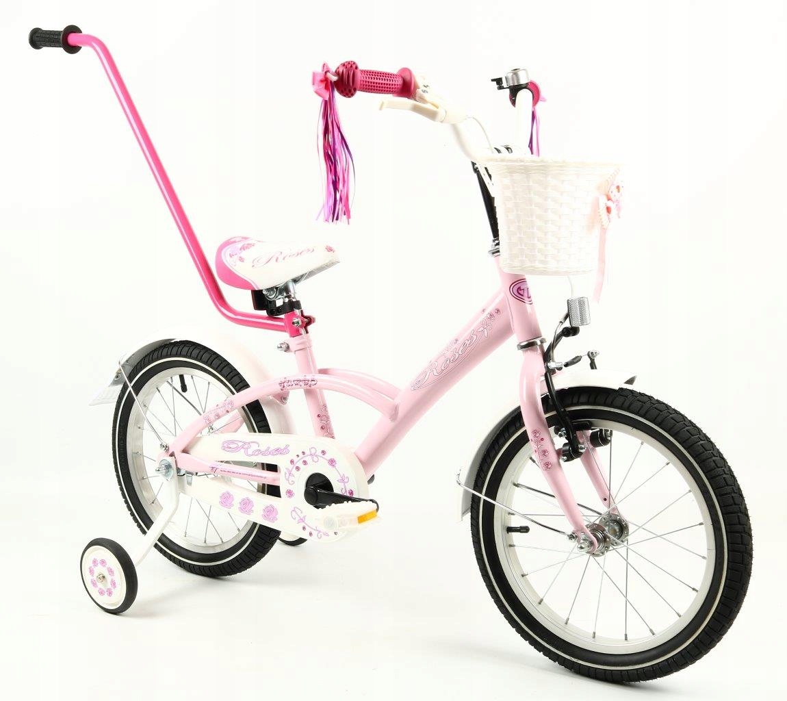 Rower 16 cali dla dziewczynki Turbo Roses pastelowy róż Polski Producent