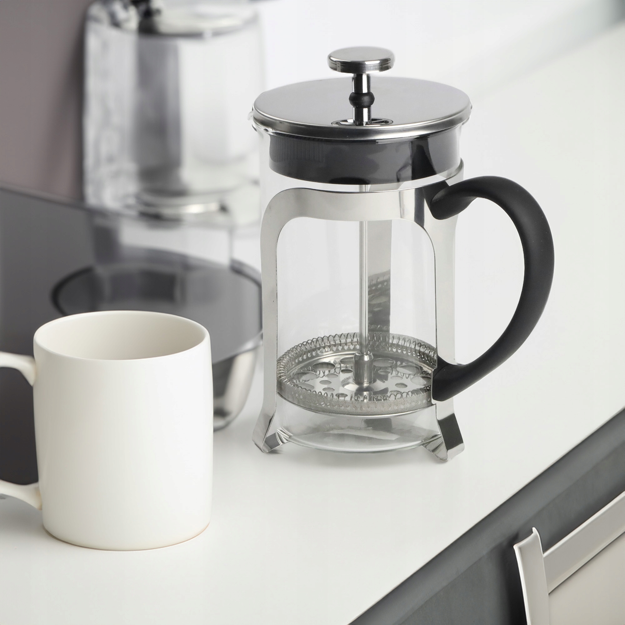 DZBANEK Z ZAPARZACZEM DO KAWY HERBATY ZIÓŁ STALOWY 800 ML FRENCH PRESS