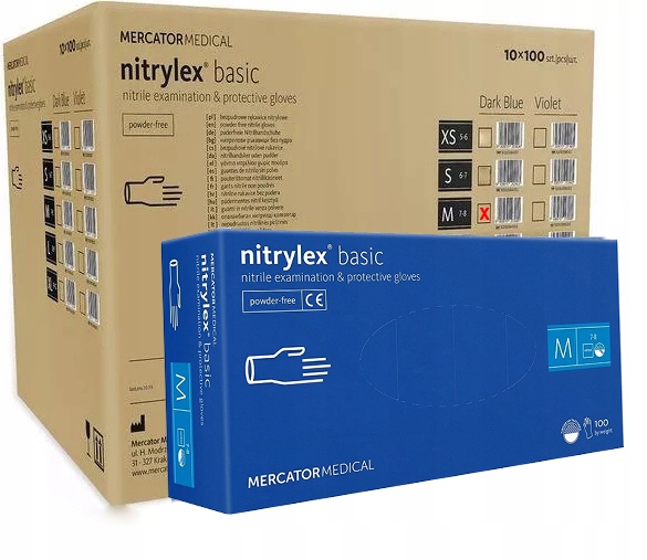 Levně Nitrilové bezpudrové rukavice Nitrylex Basic Dark Blue 8-M 1000 Kusů