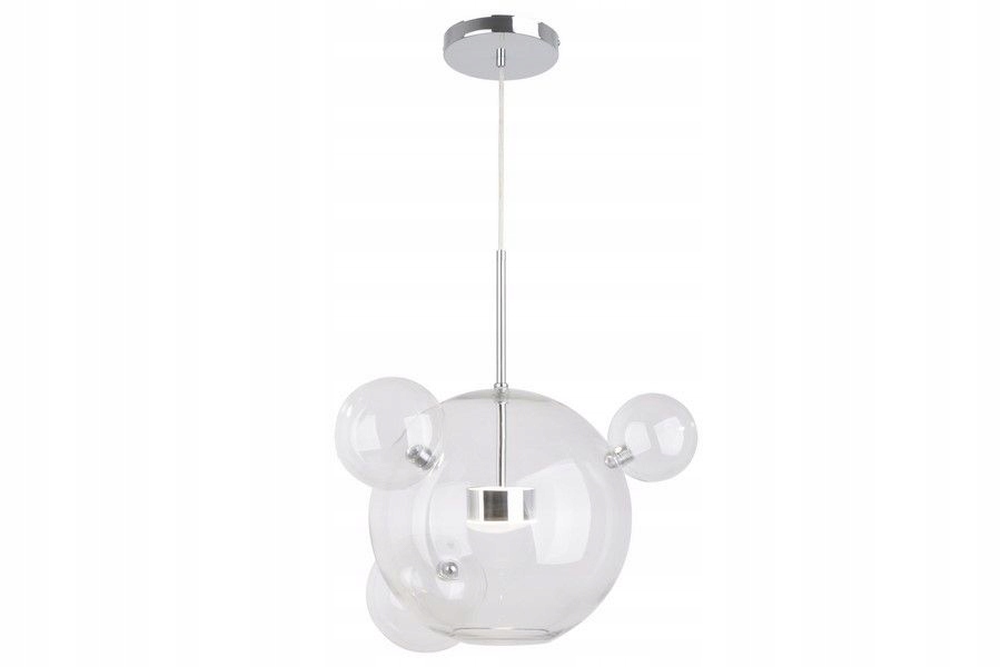Závěsná Led lampa chromová dekorativní skleněná koule 30 cm 3 kuličky Reality