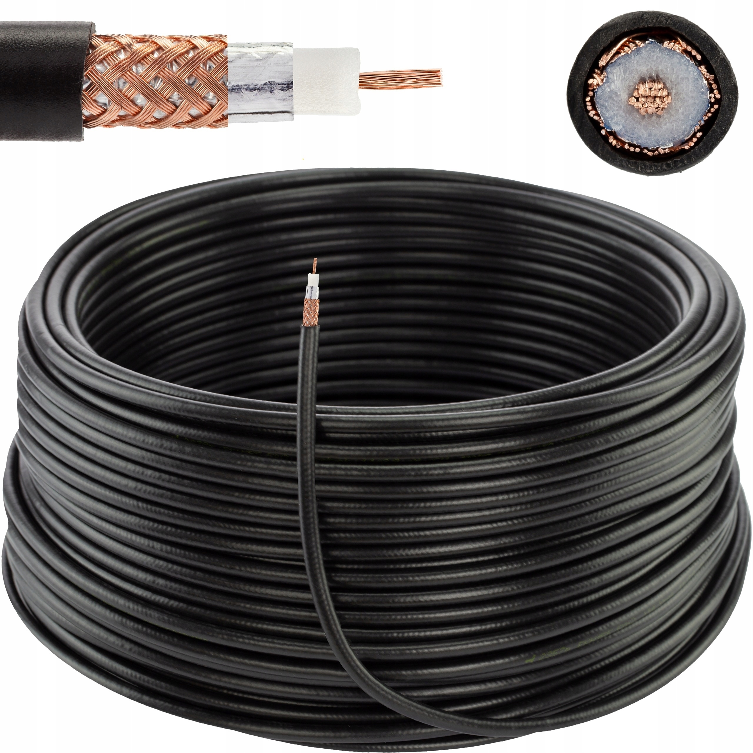 Kabel przewód koncentryczny 50ohm H155 linka miedź Wlan 2,4GHz Cb 50m