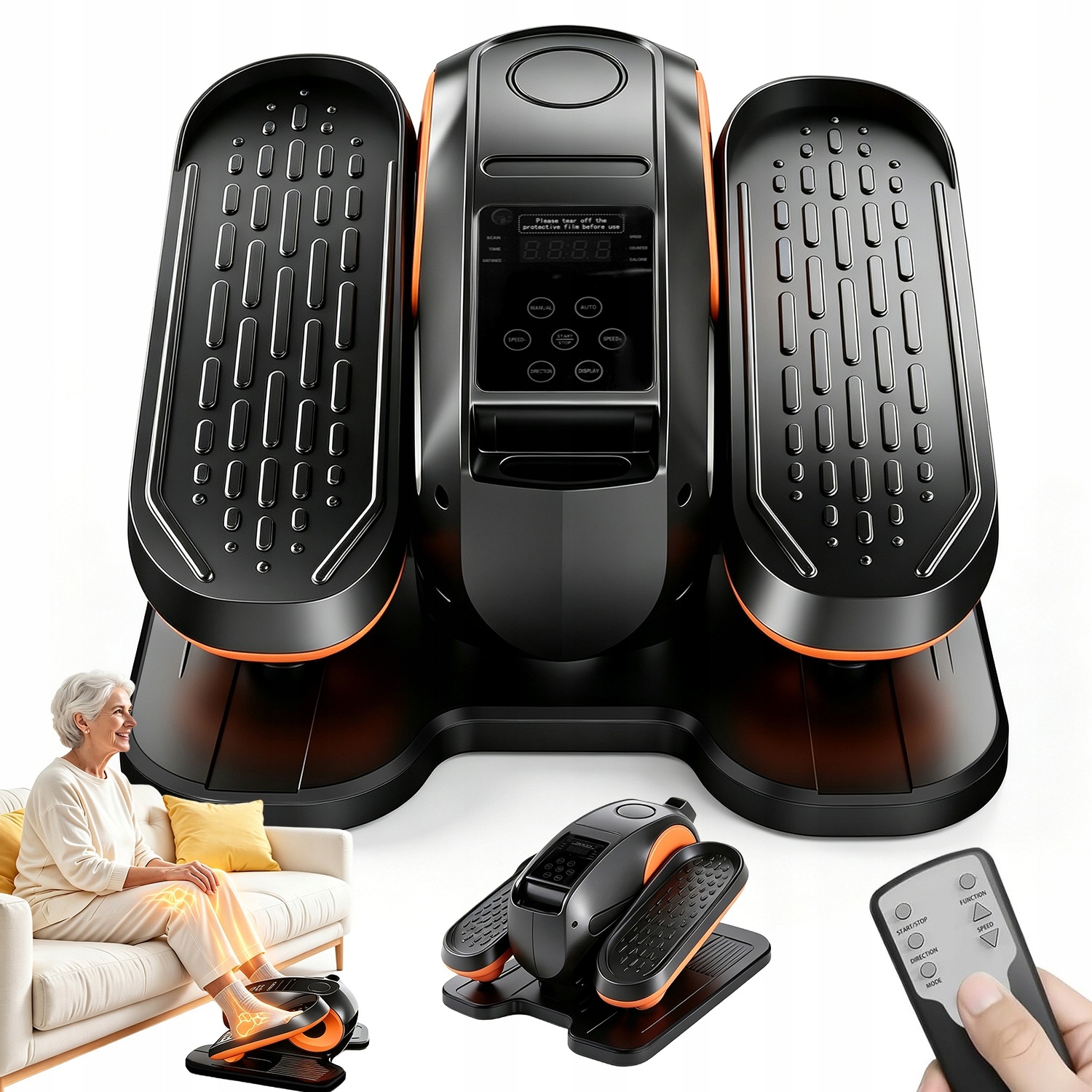 Mini Orbitrek Elektryczny Pod Biurko 50W Auto Manual Pilot LCD Dla Seniora
