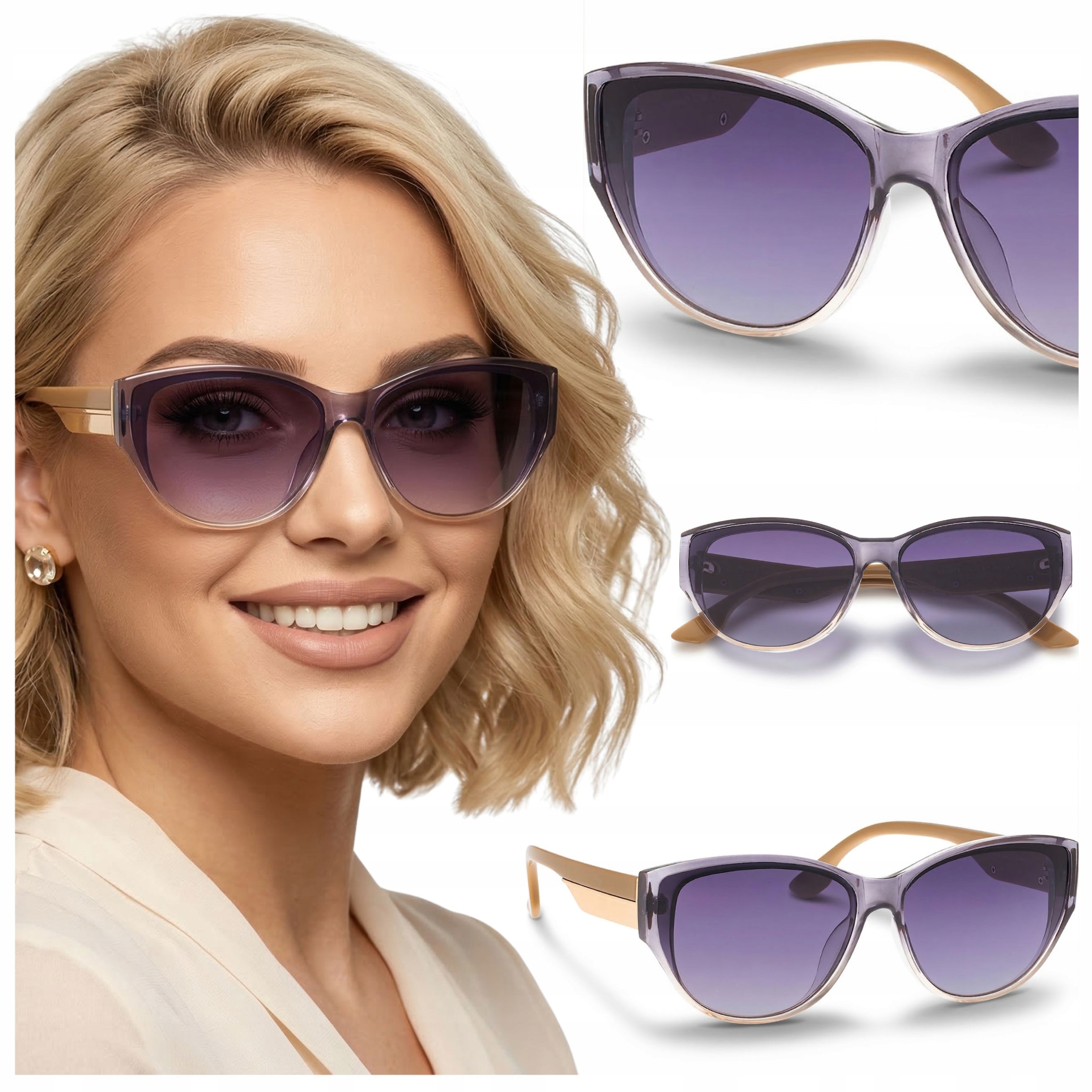 Okulary przeciwsłoneczne damskie z polaryzacją modne oprawki z etui Brilo