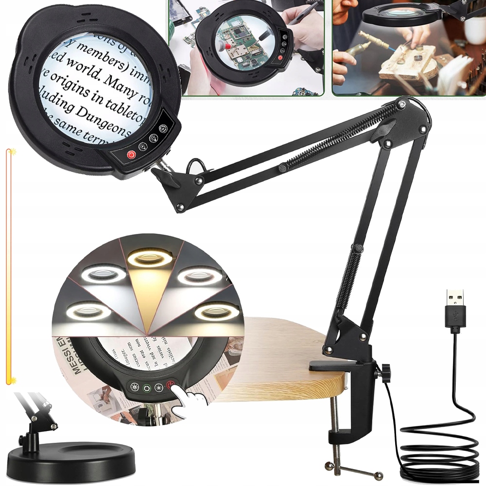 Lampa Z 10XLUPA Kosmetická Sklo Zvětšující Kreslicí Stolní Lampa
