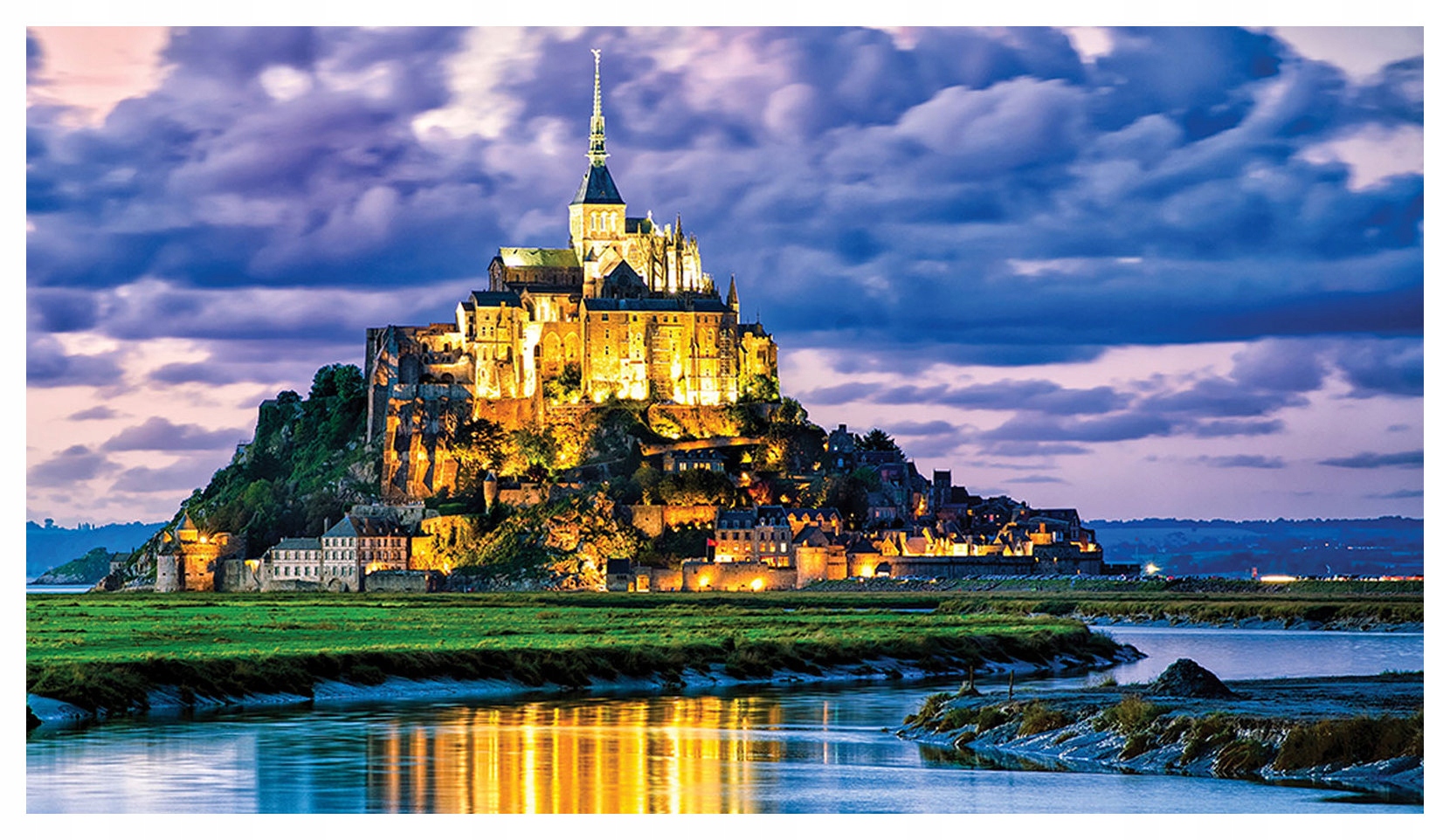 Vliesová fototapeta Mont Saint Michel v noci architektura 416x254 lepidlo