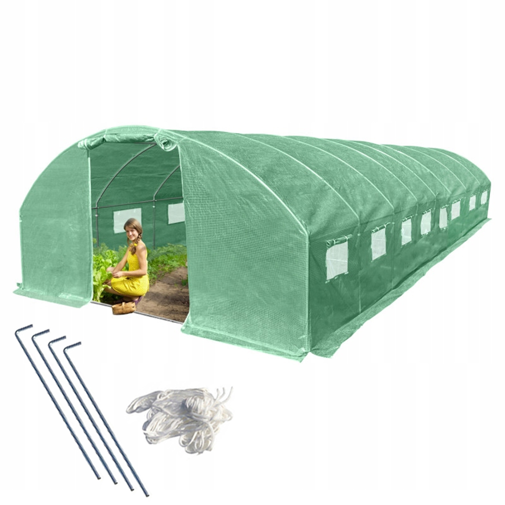 Velký fóliový tunel skleník 4x10 m 40 m2 Premium s Pe sítí, zelený, 25 mm