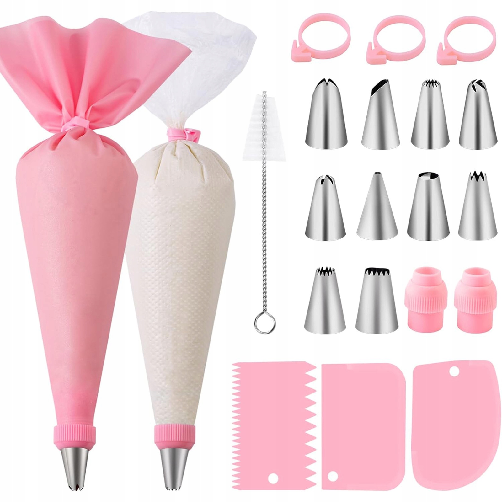 Sada na zdobení dortů: 2x silikonový cukrářský sáček 40 cukrářských špiček