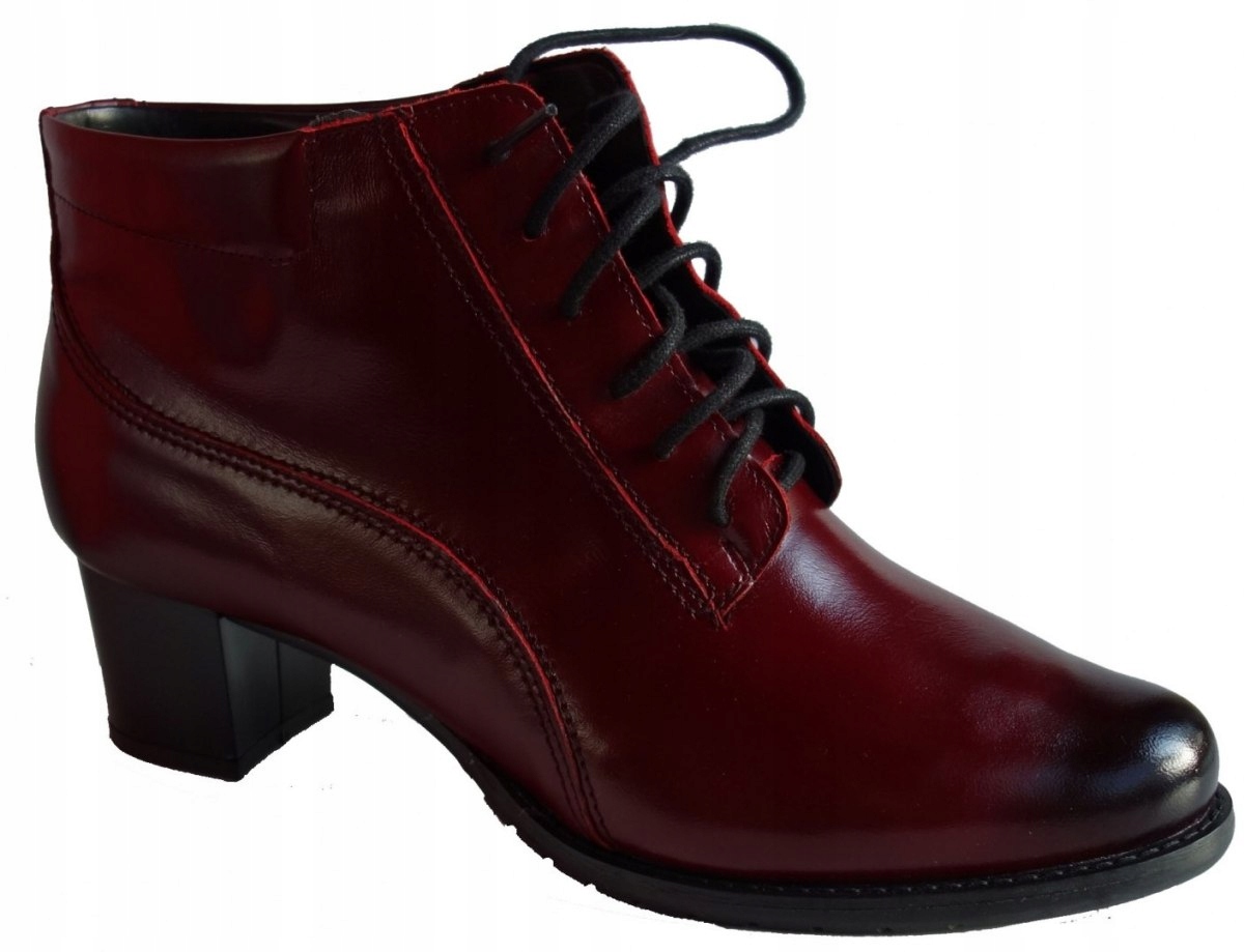 

Botki Na szeroką kostkę Haluksy bordo obcas 5,5 41