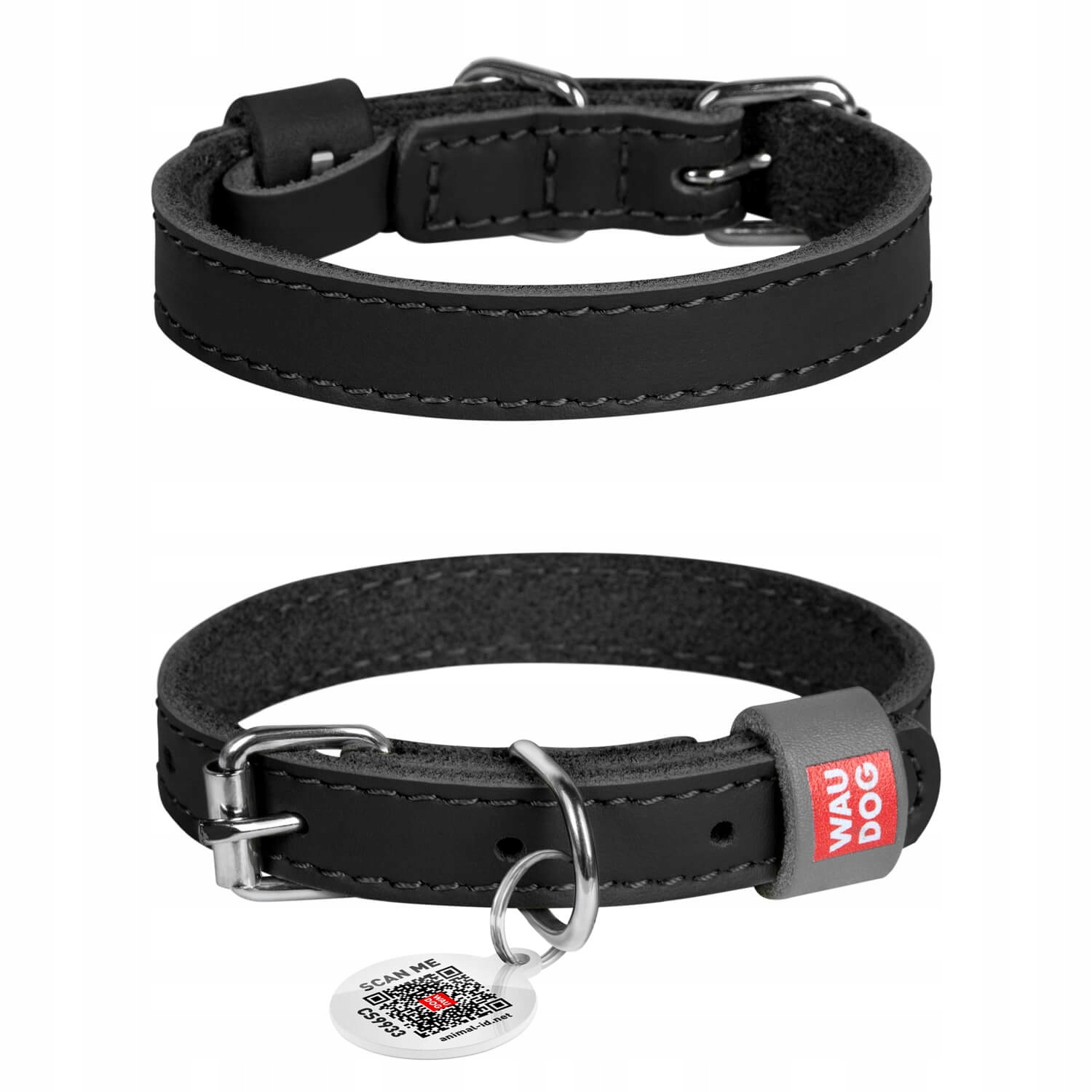 Levně Kožený obojek pro psa, černý, velikost XL