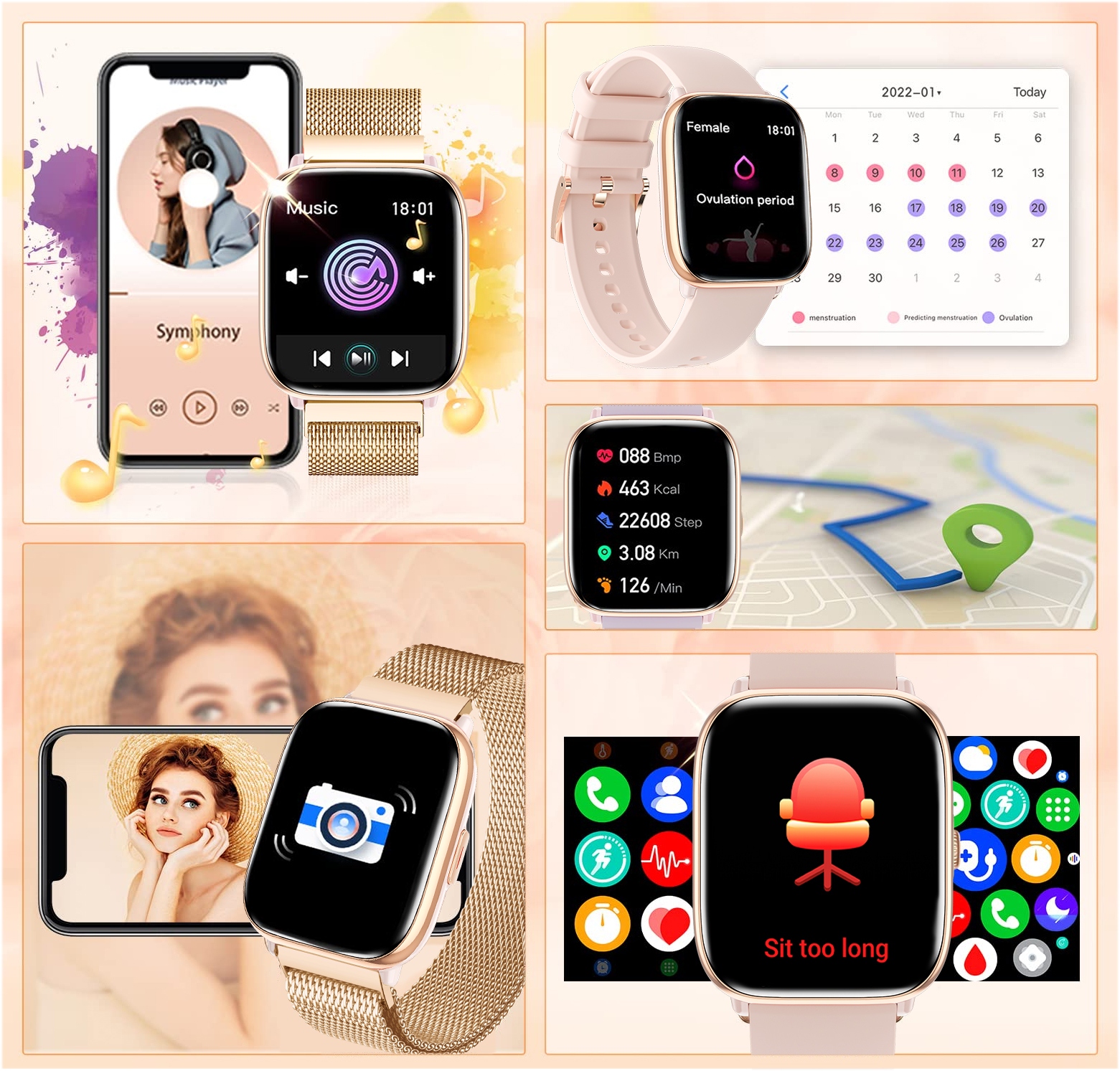 SMARTWATCH ZEGAREK DAMSKI POLSKIE MENU ROZMOWY SPORT AMOLED 4 PASKI Rodzaj smartwatch