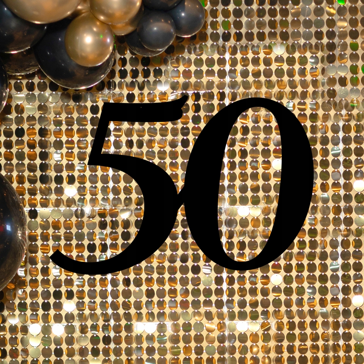 Velká černá 50 nápis na zeď, padesátka, dekorace na narozeniny, plexi