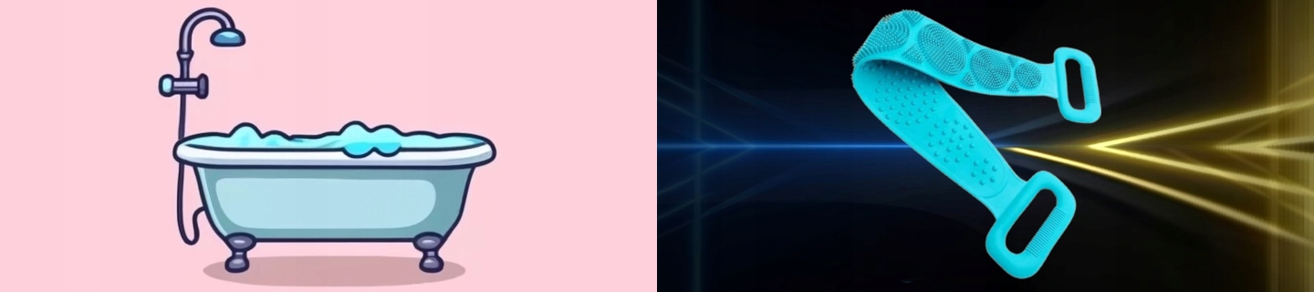 PAS DO MYCIA PLECÓW CIAŁA MASAŻER SILIKONOWY SZCZOTKA DWUSTRONNA niebieski Zawiera baterie nie