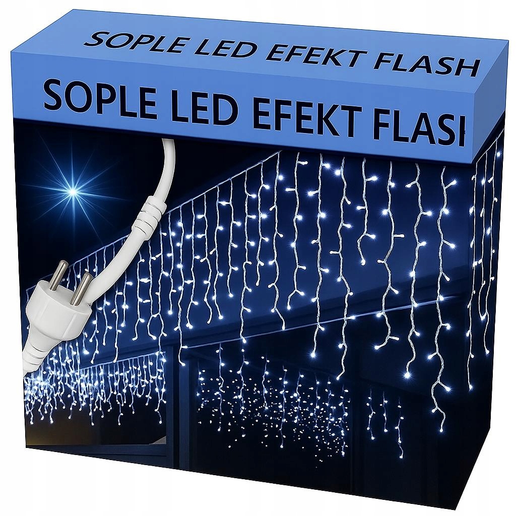 Rampouchy 300 Led Záclona Venkovní Osvětlení IP44 Flash Bílá Studená 14M
