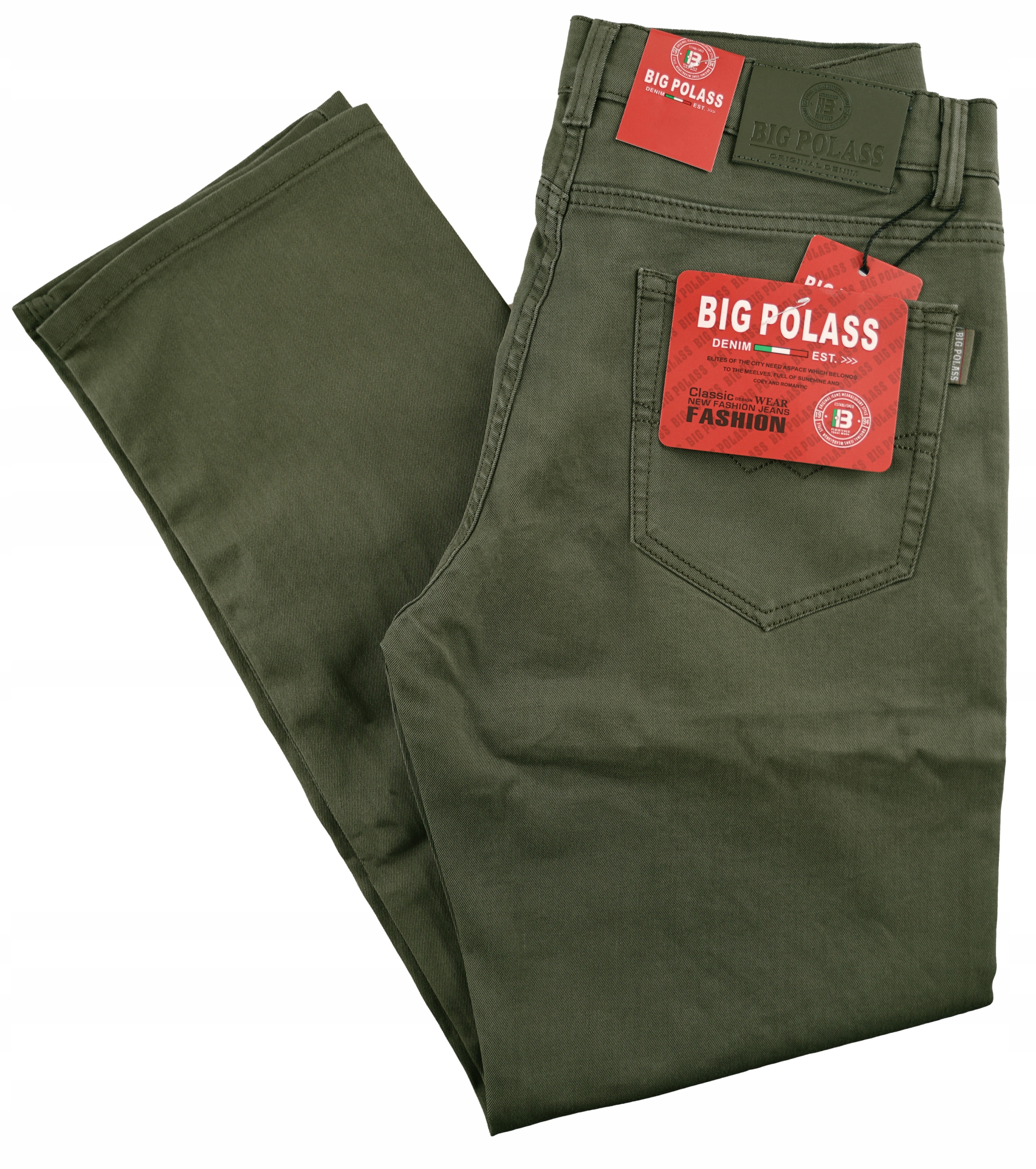 Spodnie Męskie Bawełniane Oliwkowe Cienkie Na Lato W32 L30 Pas 90-96 CM