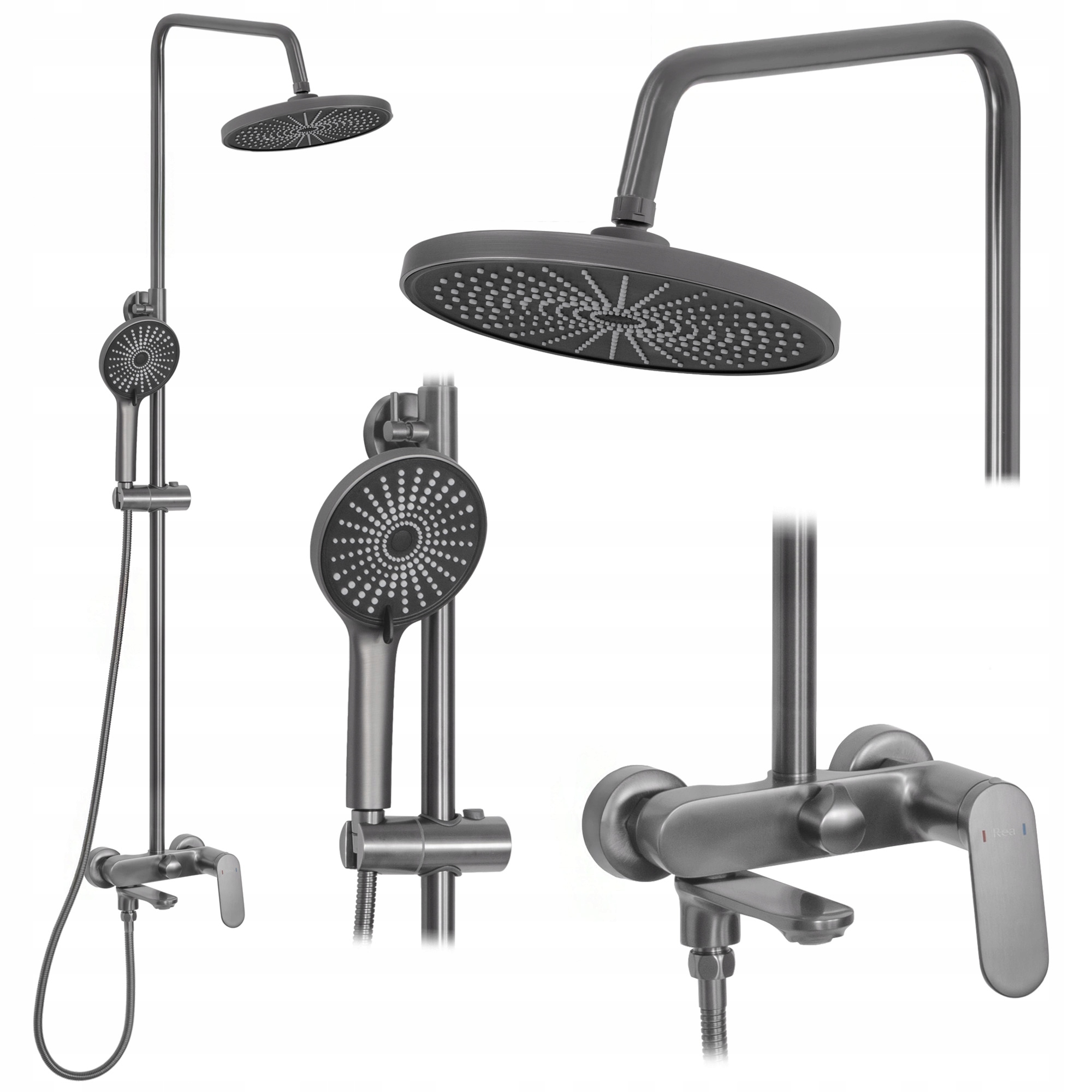 Grafitový Nástenný Sprchový Set S Sprchovým Výtokom Rea Marco Titán