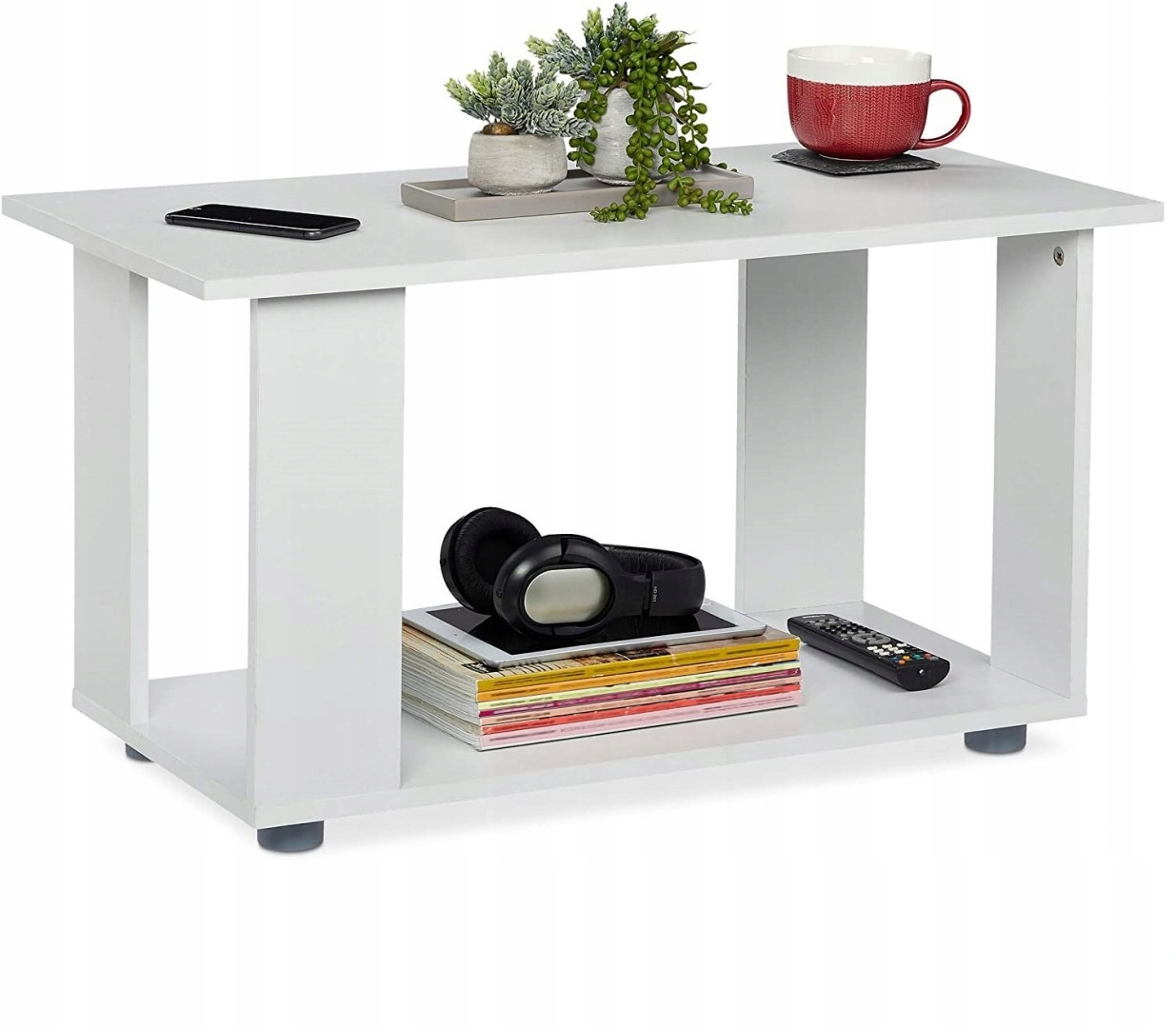 

Biały Stolik Do Kawy Ława Z Półką Do Salonu 80CM