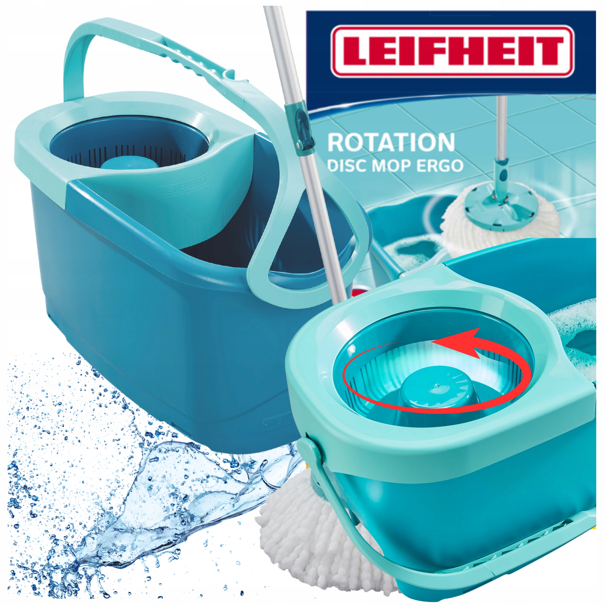 Levně Rotační rotační mop Sada Leifheit 4v1 Clean Twist Ergo Návlek Kbelík