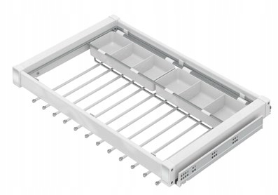 Wysuwana półka na spodnie 60 cm biała Blum Tandem organizer do szafki