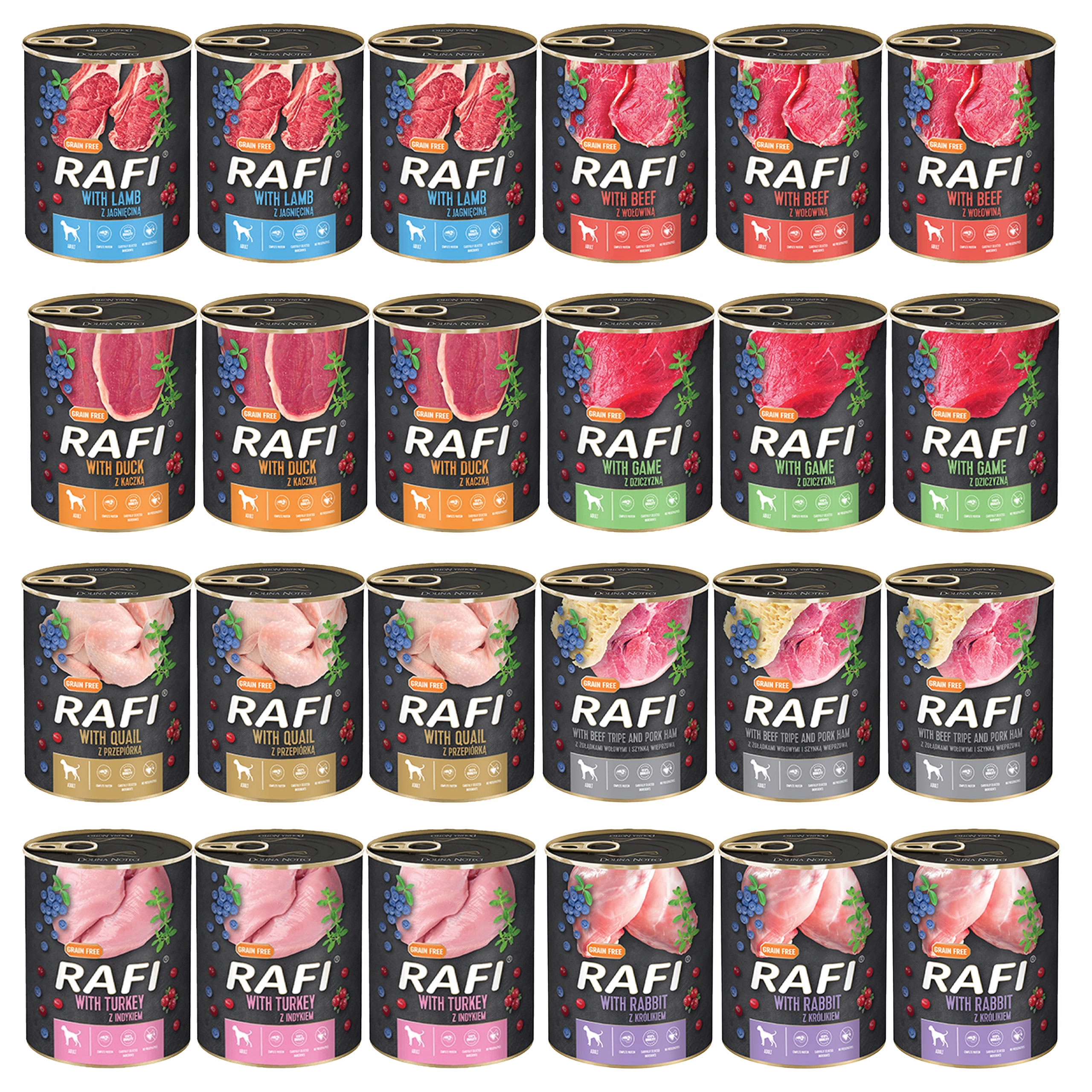 Levně Rafi Krmivo mokré pro psa mix chutí Dolina Noteci 24 x 800 g bez obilovin